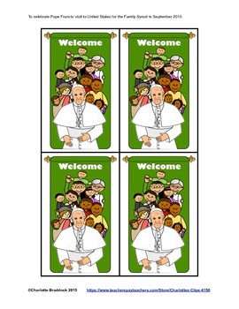 Preview of Free Pope Francis Printable from Charlotte's Clips