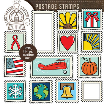 Preview of FREE Postage Stamps Clip Art