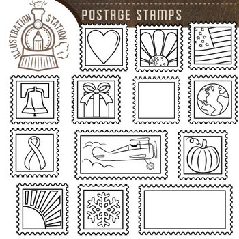 postage stamp clipart black and white