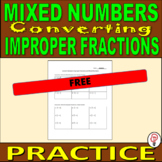 Free Practice Worksheets - Convert between Mixed Numbers a