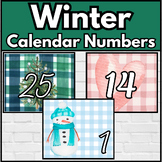 Free Preppy Winter Calendar Numbers Watercolor Gingham