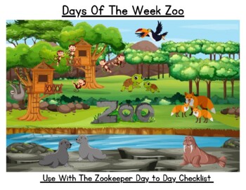 Preview of Free,Preschool, Learning Activity, Days Of The Week, Spelling, Animals, Zoo,Song