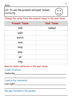 free present and past tense complete lesson year 1 grade