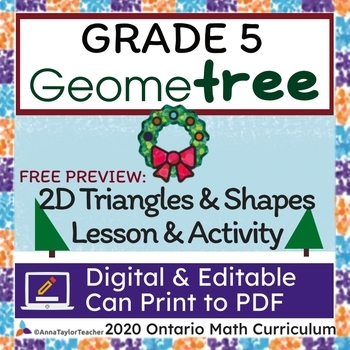 Preview of Free Preview: Grade 5 "Geometree" Geometry Lesson - 2020 Ontario Math Curriculum