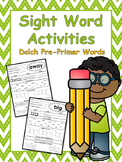 Free Preview of Pre-Primer Sight Word Worksheets