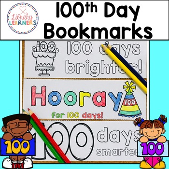 Preview of Free Printable 100th Day of School Bookmarks to Color