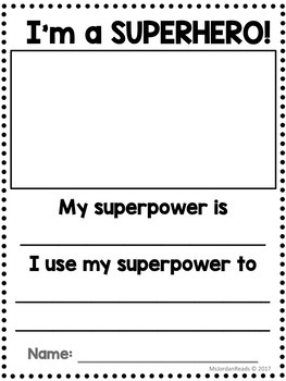 Free Printable Activity quot I #39 m a Superhero quot by MsJordanReads TpT