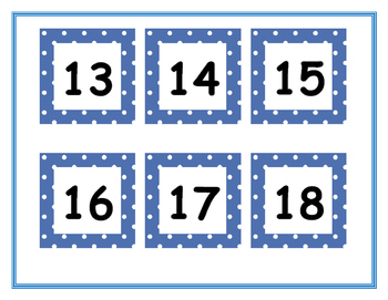 Free Printable Blue Polka-dot Calendar Cards By Lucy Smith's Pre-k 