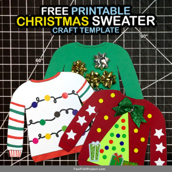 Preview of Free Printable Christmas Sweater Craft Template - Ugly Sweater - Holiday Sweater
