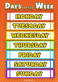 Free Printable Days Of The Week Poster By Joana's Classroom 