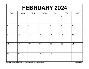 Free Printable February 2024 Calendar Templates by Sharon Gore | TPT