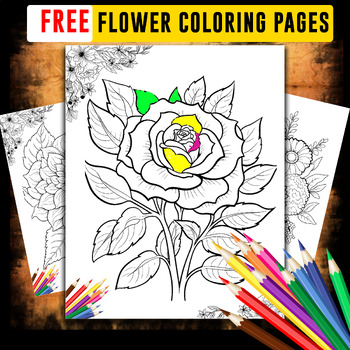 Preview of Free Printable Flower Coloring Pages-Spring Flower Coloring