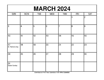 Free Printable March 2024 Calendar Templates by Sharon Gore | TPT