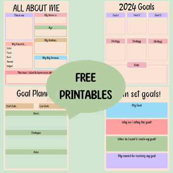 Free Printable, New Year's 2024 Goals, All About Me. by Rose Angela ...