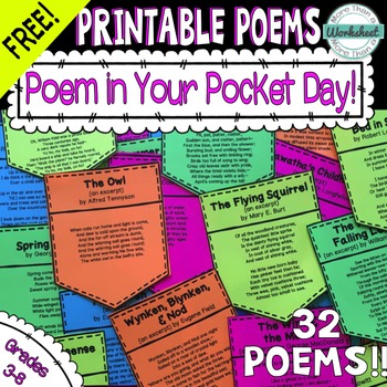 Preview of Free! Printable Poems for Poem in Your Pocket Day