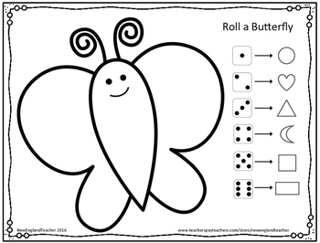 free printable roll a butterfly game activity for preschool or