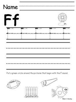 10 Page Printable Sample Week 1 of Pre-K Curriculum Program (Letter F ...