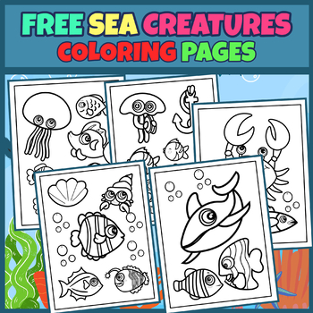 Preview of Free Printable Sea Creatures Coloring Pages For Preschoolers and Kindergarten.