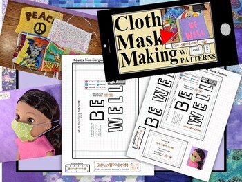 Preview of Free Printable Sewing Pattern for Face Masks in 3 Sizes (Distance Learning)