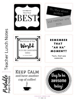 Free Printable Teacher Lunch Box Notes by Virginia Evans