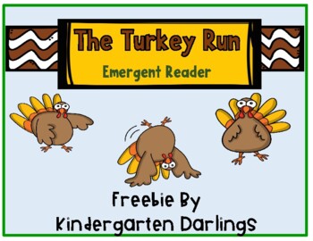 Preview of Free Printable Turkey Emergent Reader for Kindergarten and First Grade