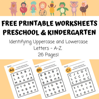 Preview of Free Printable Worksheets for Preschool & Kindergarten - Identifying Letters A-Z