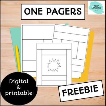 Preview of 5 Free Printable and Digital One Pager Blank Templates for ANY Subject