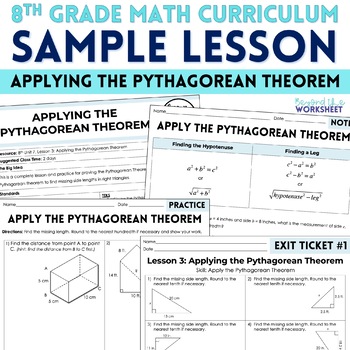 Preview of Pythagorean Theorem Lesson - 8th Grade Curriculum Lesson