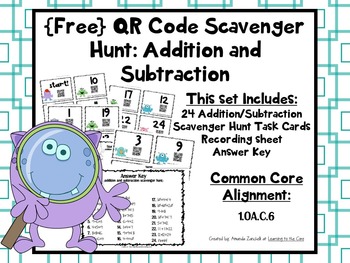 Preview of QR Codes Addition and Subtraction Scavenger Hunt