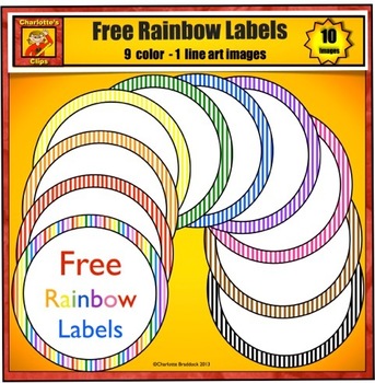 Preview of Free Rainbow Striped Classroom Labels from Charlotte's Clips