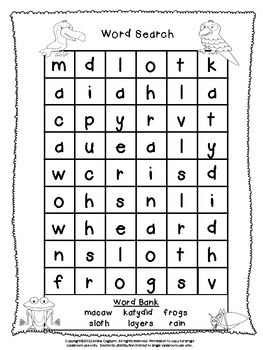 free rainforest word search and worksheets by mrs cogs class tpt