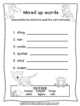 free rainforest word search and worksheets by craft tastic