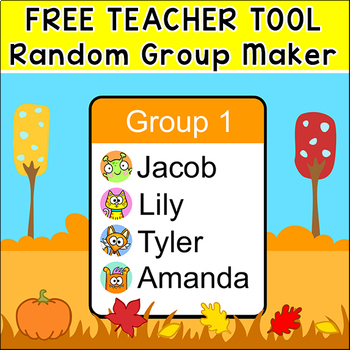 Preview of Free Random Group Maker Teacher Tool for Interactive Whiteboards - Fall Theme