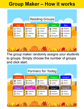 Free Group Maker Teacher Tool for Interactive Whiteboards - Fall Theme