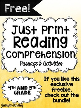 Free Reading Prehension Passage And Activities 4th And