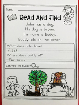 free reading comprehension read and find by miss faleena tpt