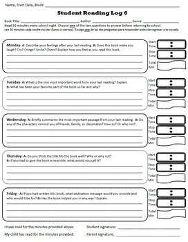 Reading Log Reflection Sample by Dino-Might-Duo | TpT