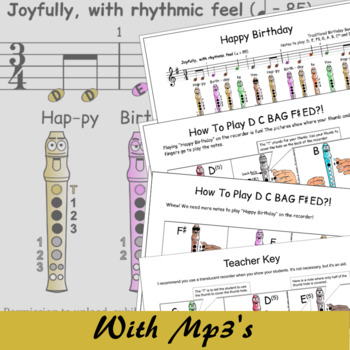 Preview of Happy Birthday - Free Easy Beginner Recorder Sheet Music