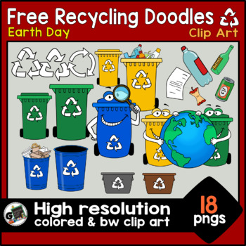 Preview of Free Recycling & Sorting Doodle - Reduce Reuse Recycle Climate Change Clip Art