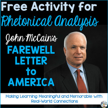 Preview of Rhetorical Analysis Activity - John McCain Farewell Letter