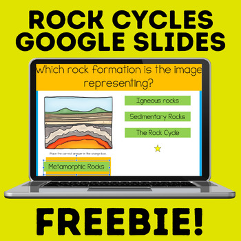 Preview of Free Rock Cycle Digital Task Cards | 6th Grade  |  MS-ESS2-1 Google Slides