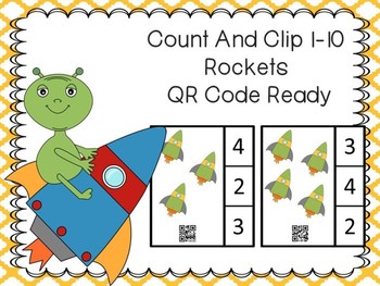 Preview of Free Rockets Count And Clip 1-10 (QR Code Ready)