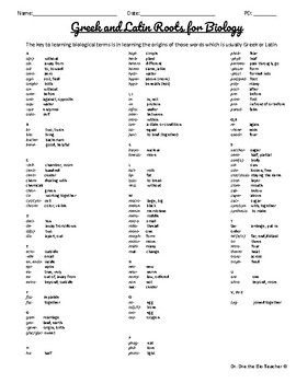 Preview of Free Root Words for Biology