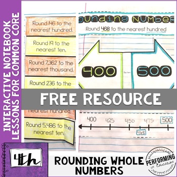 Preview of Rounding 4th Grade Interactive Math Notebook NBT Freebie