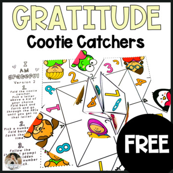 Preview of Free SEL Gratitude Lesson Cootie Catchers for Counseling Groups