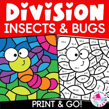 Preview of Spring Summer Color by Number Code Division Practice Coloring Pages Insects