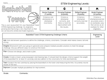 Free STEM Challenge: Basketball Tower by More Than a Worksheet | TpT