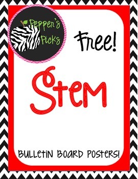 Preview of Free STEM Poster Red & Black Chevron (Printable)