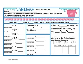 Preview of Free Sample 2nd Grade Daily Number-January