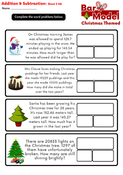Free Sample: Christmas Addition & Subtraction Bar Model Word Problems 